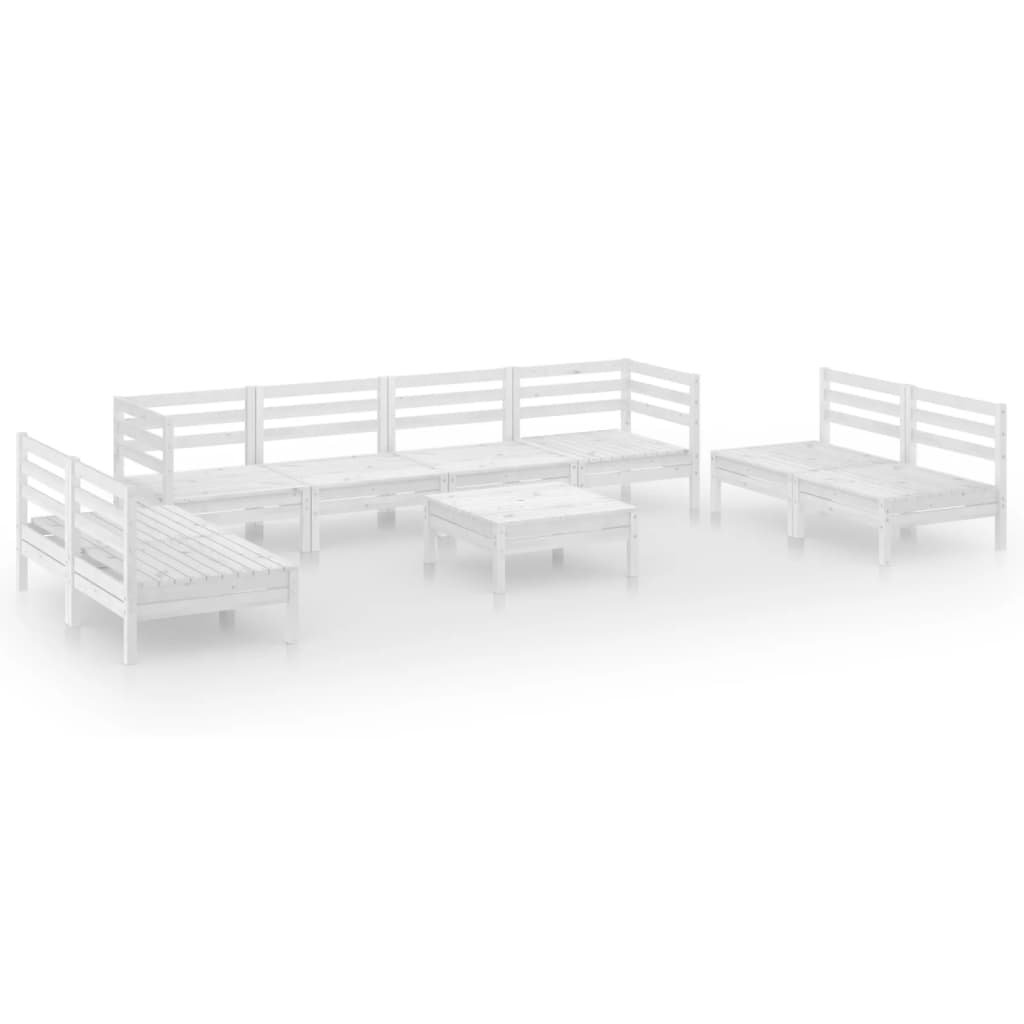 9-tlg. Garten-Lounge-Set Weiss Massivholz Kiefer